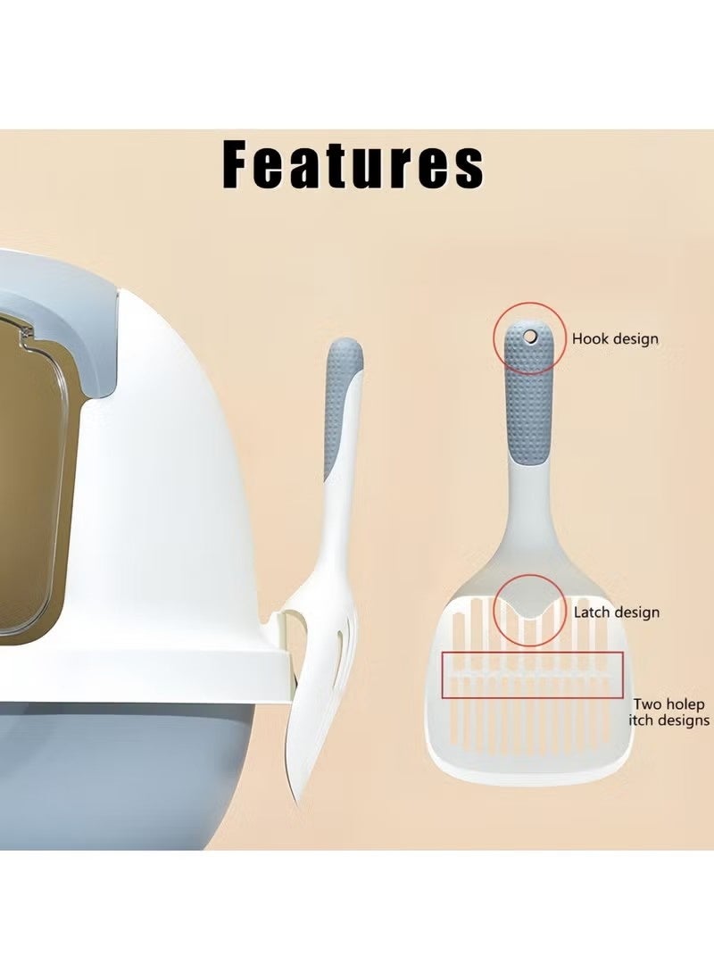 ULIOVA مفرش رمل القطط - مقبض مُطول غيرزليق، شبكة مزدوجة 5/8 ملم، بلاستيك PP مُضخم، تصميم معلق، 29.5 سم، أبيض، مخصص للقطط - Image 4